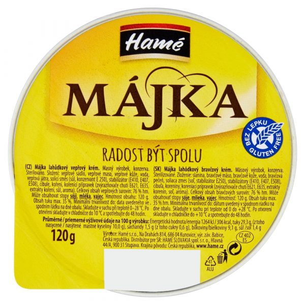 Paštéta Májka Lahôdkový bravčový krém Hamé 120g 1