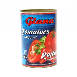 Paradajky lúpané krájané 425ml (400g) Giana 19