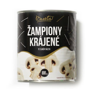 Šampiňóny krájané (850ml) 800g Bassta 4