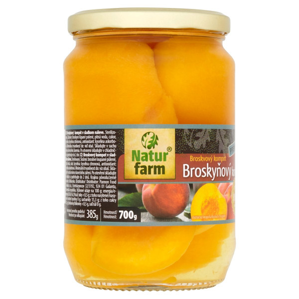 Kompót Broskyne polené Prémium 700g Natur Farm 1