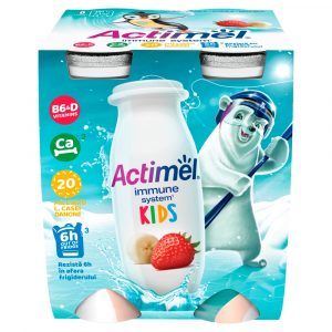 Jogurtový nápoj Actimel Kids jahoda banán 4x100g Danone 18 Jogurtový nápoj Actimel Kids jahoda banán 4x100g Danone 18