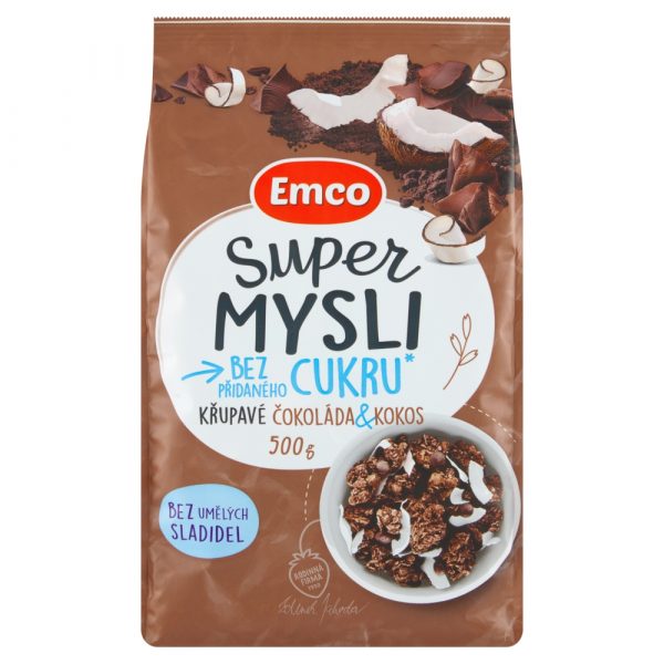 Müsli čokoláda a kokos bez prid. cukru 500g Emco 1
