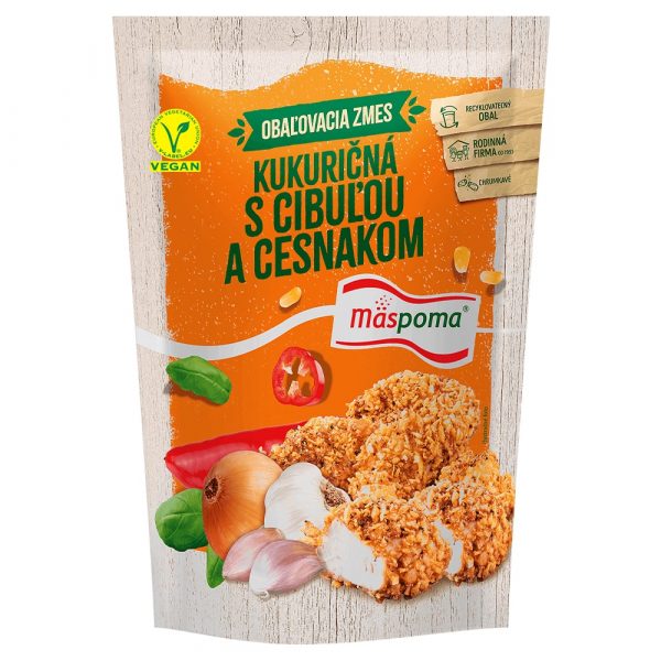 Obaľovacia zmes - kukuričná s cibuľou a cesnakom 220g Mäspoma 1