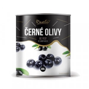 Olivy čierne celé bez kôstky plech 3000g Bassta 20
