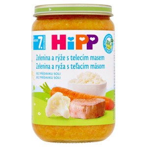 HiPP BIO Zelenina a ryža s teľacím mäsom, 220g 23