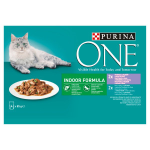 Purina ONE Indoor 2x tuniak 2x teľacie mäso 4x85 g 7