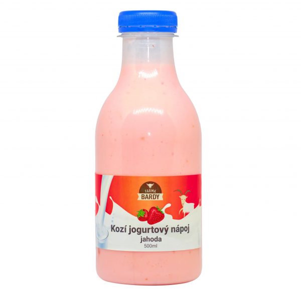 Jogurtový nápoj kozí jahoda 500ml Farma Bardy 1