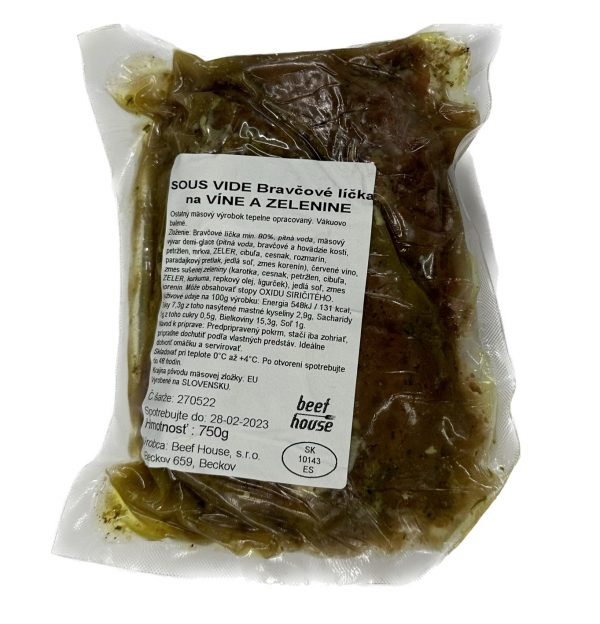 Bravčové líčka Sous-vide 750g Beef House 1