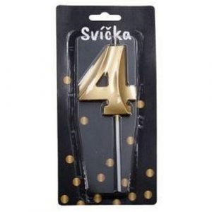 Tortová sviečka zlatá Číslo: 4 1