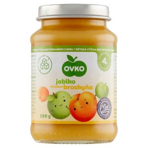 Detská výživa jablko broskyňa DIA190g Ovko 8