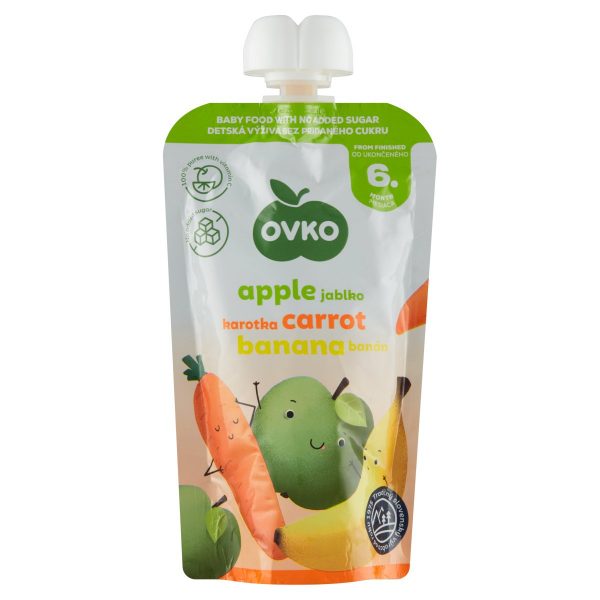 Detská výživa jablko karotka banán DIA 120g Ovko 1