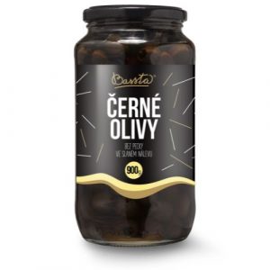 Olivy čierne celé bez kôstky sklo 900g Bassta 20
