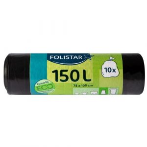 Vrecia na odpad čierne 150l 78x105cm 10ks Folistar 24