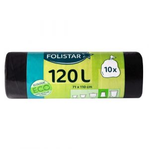 Vrecia na odpad čierne 120l 71x110cm 10ks Folistar 23