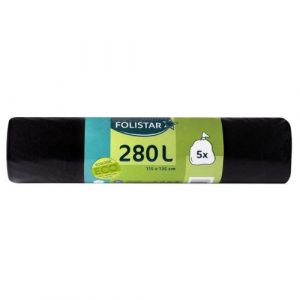 Vrecia na odpad čierne 280l 115x135cm 5ks Folistar 16 Vrecia na odpad čierne 280l 115x135cm 5ks Folistar 16