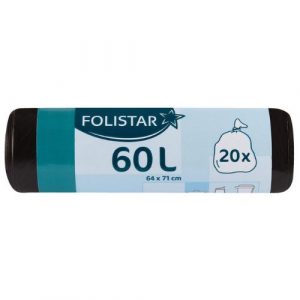 Vrecia na odpad čierne 60l 64x71cm 20ks Folistar 18 Vrecia na odpad čierne 60l 64x71cm 20ks Folistar 18
