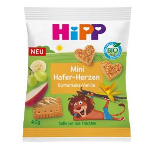 HiPP BIO Ovocno-obilné srdiečka Maslové sušienky - Vanilka 40g 12 HiPP BIO Ovocno-obilné srdiečka Maslové sušienky - Vanilka 40g 12