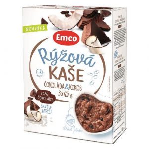 Ryžová kaša čokoláda a kokos 3x45g Emco 2
