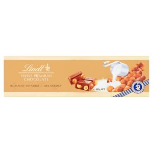 Lindt Švajčiarska mliečna čokoláda s jadrami lieskových orechov 300g 16 Lindt Švajčiarska mliečna čokoláda s jadrami lieskových orechov 300g 16