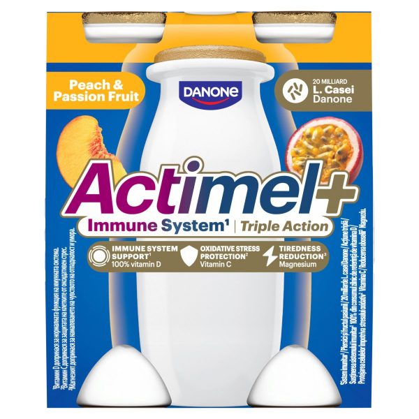 Jogurtový nápoj Actimel Triple Action Broskyňa - Marakuja 4x100g Danone 1